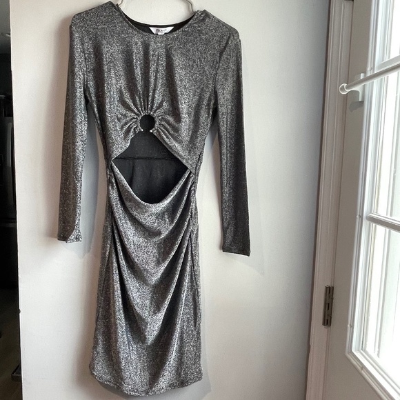 NWT Steve Madden Silver Kim Dress w/ Midriff Cut-out - Medium - Picture 3 of 6